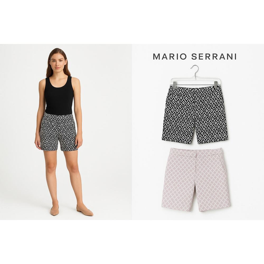 Mario Serrani Size 10 Lot of 2 Women’s Patterned Bermuda Shorts